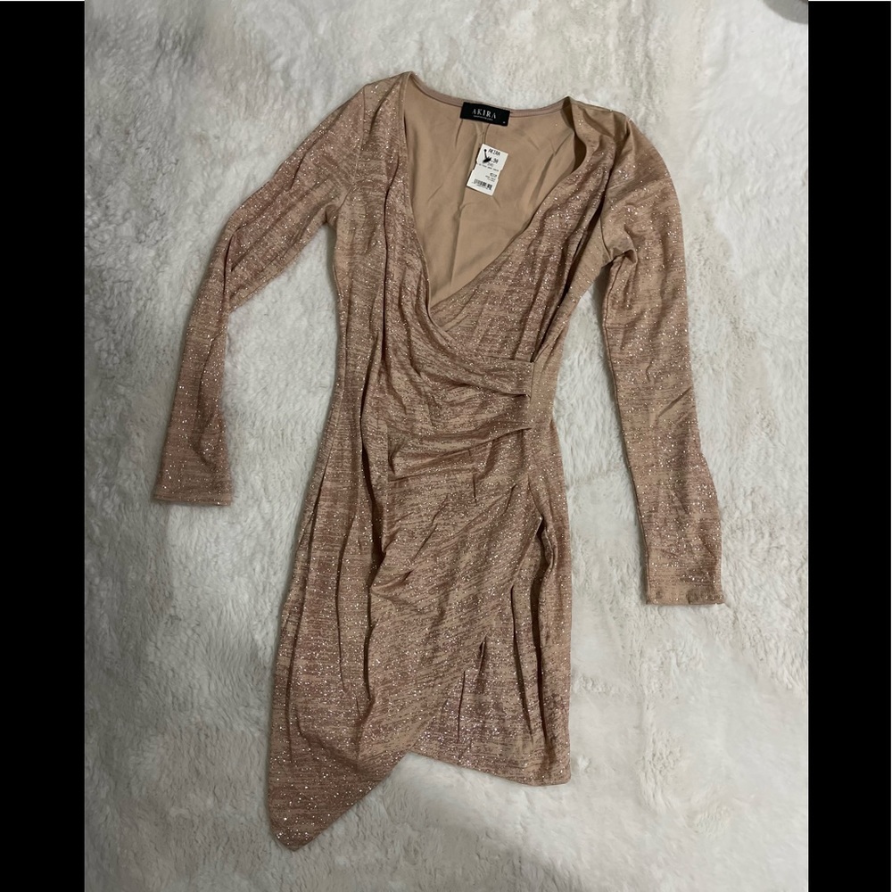 Gold sparkly AKIRA dress.